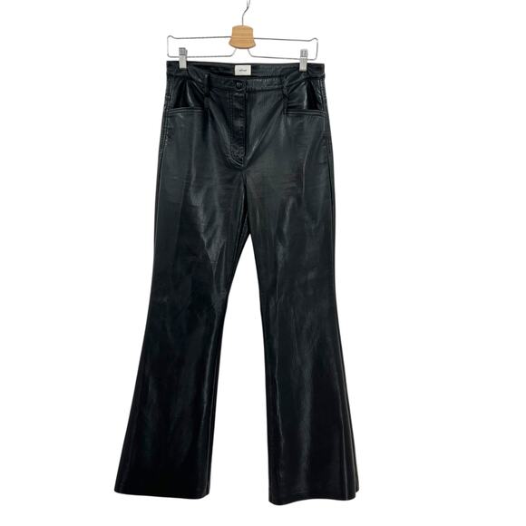 Aritzia Wilfred Beatrix Pants Flared High Waist Faux‎ Leather Black Size 10 - Picture 2 of 14